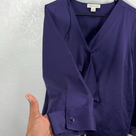 Coldwater Creek Women’s Purple Blouse Long Sleeve Button Down V Neck Sz L(14-16) - Picture 6 of 9